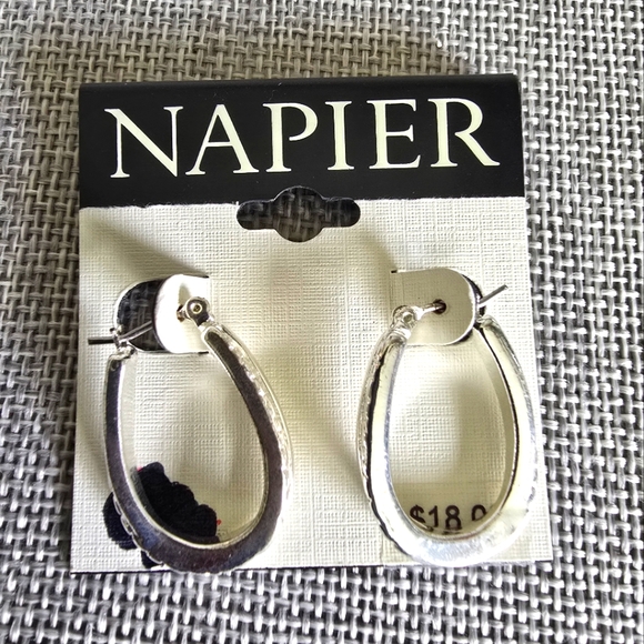 Napier Silver Tone Hoop Small Hoop Earrings - Picture 1 of 4